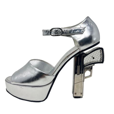 karl lagerfeld chanel miami vice shoe|Chanel RARE Miami Vice Silver Platform Shoes with Gun Heels.